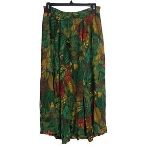 Karen Kane Women's Tropical Floral Maxi Skirt Green Multi Size 10